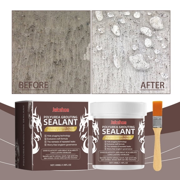 BAOPAI Professional Polyurea Grout Sealer Kit with Brush Instant Waterproof Sealant for Long-Lasting Leak Repair on Multiple Surfaces Including Bathroom and Kitchen