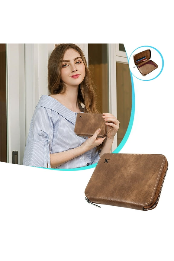 RFID Blocking Multifunctional Passport Bag with Zipper Closure and Luggage Tag Secure Travel Organizer for Men and Women