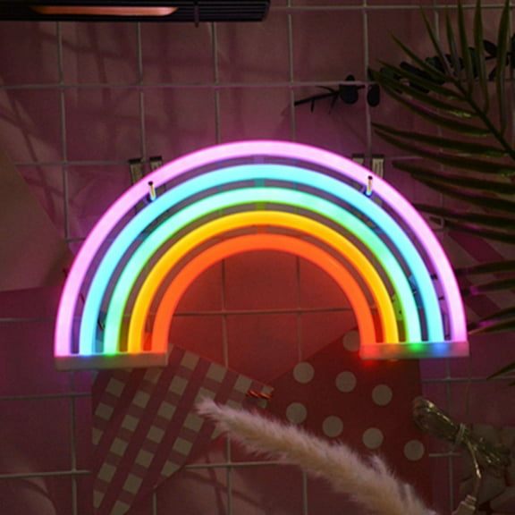 BAOPAI Rainbow Neon Sign LED Wall Decor Light For Party Room Decoration With USB And Battery Power Options