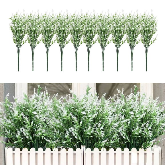 BAOPAI Realistic Artificial Hanging Plants for Indoor and Outdoor Decor - 10Pcs 13.8in Seahorse Grass Lavender Wheat Spike Flowers for Home Garden Wedding Party Decoration