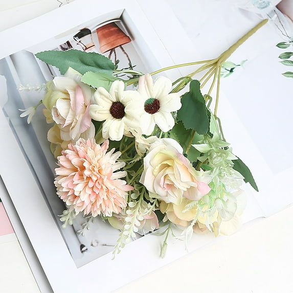 BAOPAI Realistic Simulation Rose Bouquet Artificial Flowers for Wedding Home Party Decoration Never Fade Eco Friendly Gift Idea