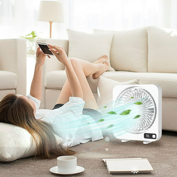 BAOPAI Rechargeable Digital Desktop Fan with 5-Speed Adjustment Quiet Operation Powerful Airflow Brushless Motor Portable for Home Office Use