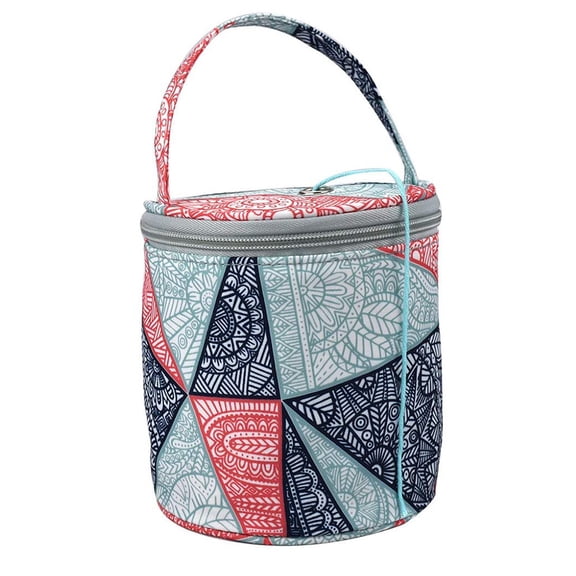 BAOPAI Round Polyester Knitting and Crochet Yarn Storage Bag with Anti Tangle Holes Portable for Home Travel Use