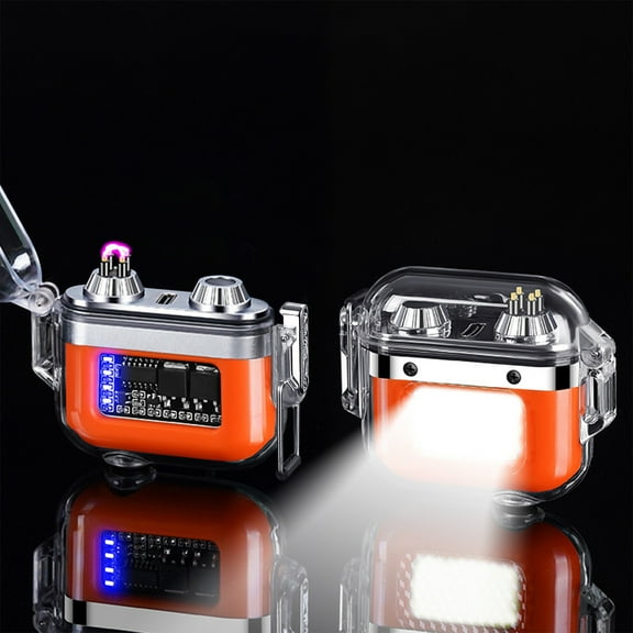 BAOPAI Safe USB Rechargeable Windproof Flameless Plasma Lighter with Flashlight for Camping Hiking Travel