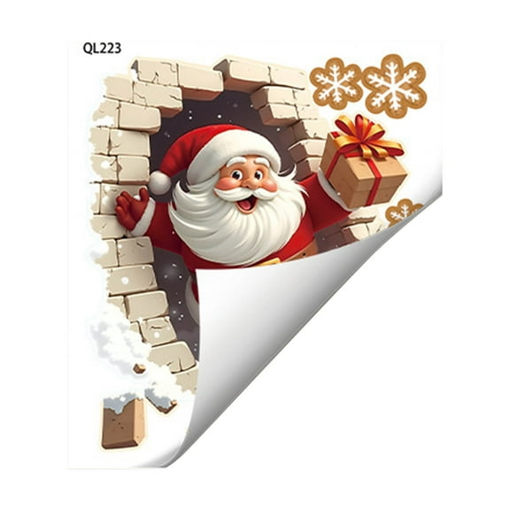 BAOPAI Santa Claus Wall Stickers Self Adhesive Reusable Easy Apply Removable Versatile for Windows Mirrors Home Holiday Decor