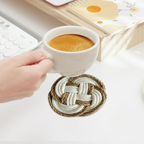 BAOPAI Scandinavian Style Round Cotton Trivet for Kitchen Countertops, Heat Insulating Mat Protects Tables from Hot Items, Ideal for New Year Dinner Parties