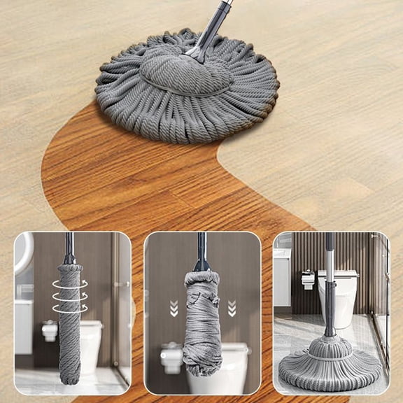 BAOPAI Self Wringing Microfiber Mop with Stainless Steel Long Handle Super Absorbent for All Floor Types Easy Cleaning No Hand Wringing