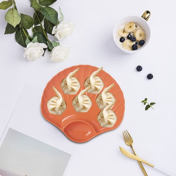 BAOPAI Shell Shape Dinner Plates - Durable and Shatterproof, Microwave and Dishwasher Safe, Lightweight Reusable Plates for Kitchen, Camping, and Holiday Celebrations