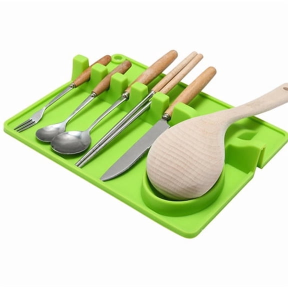 BAOPAI Silicone Spoon Rest Pot Holder Heat Resistant Kitchen Utensil Holder Dishwasher Safe Modern Kitchenware
