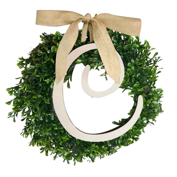 BAOPAI Simulated Leaf Wreath with 26 Alphabet Letters and Decorative Bow for Front Door Hanging to Enhance Home Garden and Party Decor