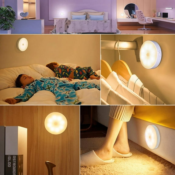 BAOPAI Smart Human Body Induction LED Night Light Wireless Rechargeable with Magnetic Absorption for Hallway Closet Staircase Automatic On Off