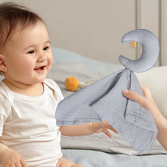 BAOPAI Soft Cotton Infant Security Blanket Soothing Comfort Toy with Moon Doll Design for Babies and Toddlers to Promote Sleep and Security