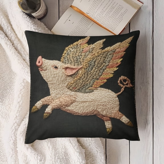 BAOPAI 18x18 Inch 2D Printed Short Lint Pillow Cover Embroidery Style Decorative Throw Pillowcase for Sofa Bedroom Living Room Home Decorations