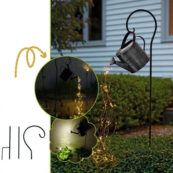 BAOPAI Solar Garden Shower Light Creates Magical Fairy Light Display for Outdoor Patio Decor with Warm White LEDs and Iron Stand