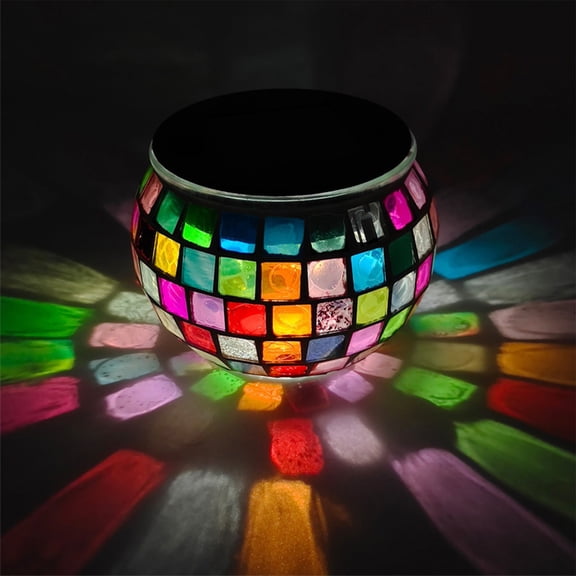 BAOPAI Solar Powered Automatic On Off Color Changing with Cracked Glass Design for Garden Yard Outdoor Indoor Use as Desk Lamp and Ideal Gift