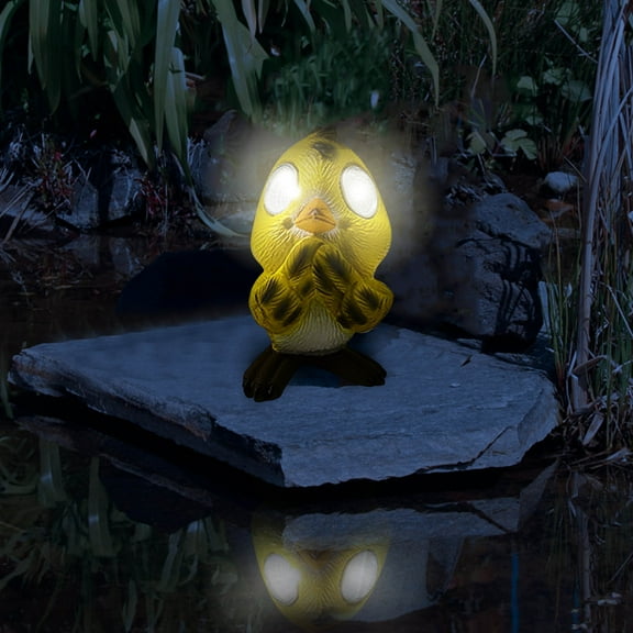 BAOPAI Solar Powered LED Chick Statue with Automatic Night Light for Outdoor Garden and Indoor Decoration Good Gift for Holidays like Valentine's Day and Thanksgiving