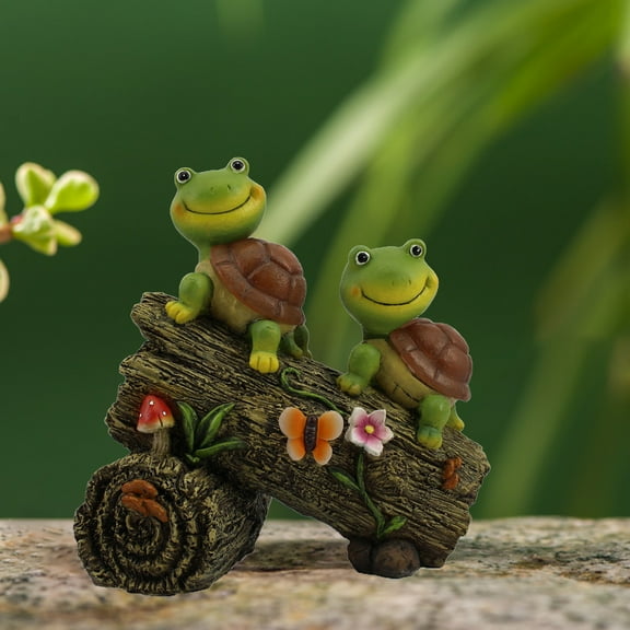 BAOPAI Solar Powered Resin Turtle Climbing Tree Outdoor Garden Decoration with Automatic Light for Yard Courtyard Decorative Statue