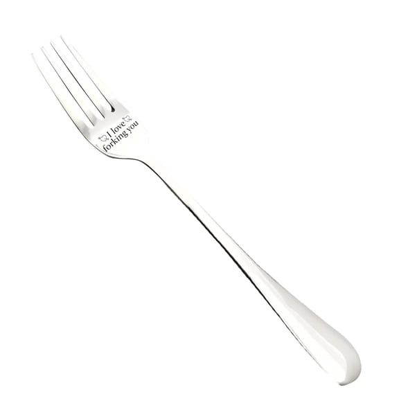 BAOPAI Stainless Steel Dinner Forks Set of 2 for Valentine's Day Engraved with Love Messages 8 Inches Long Ideal Romantic Gift for Husband Wife