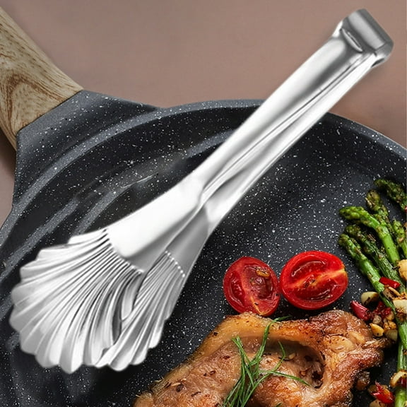 BAOPAI Stainless Steel Grill Tongs with Wave Design for Secure Grip Suitable for Barbecue and Outdoor Cooking 11.03 Inches Length