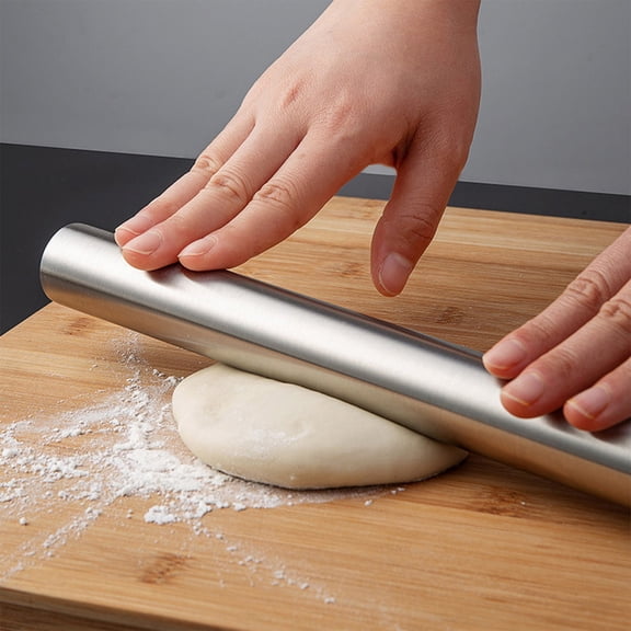 BAOPAI Stainless Steel Rolling Pin Enduring Non-Stick Surface Easy to Clean For Household Kitchen Baking Cooking and Travel