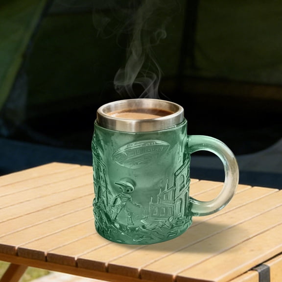 BAOPAI Stainless Steel Science Fiction Mug with Ergonomic Mechanical Handle and Futuristic Design for Coffee Beer and Movie Memorabilia