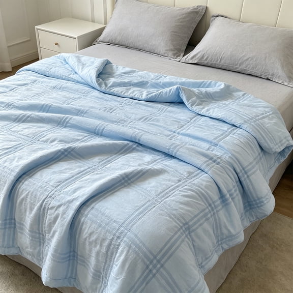 BAOPAI Stylish Voile Washed Summer Quilt - Cloud Soft Gauze All-Season Bedding Set for Double Bed