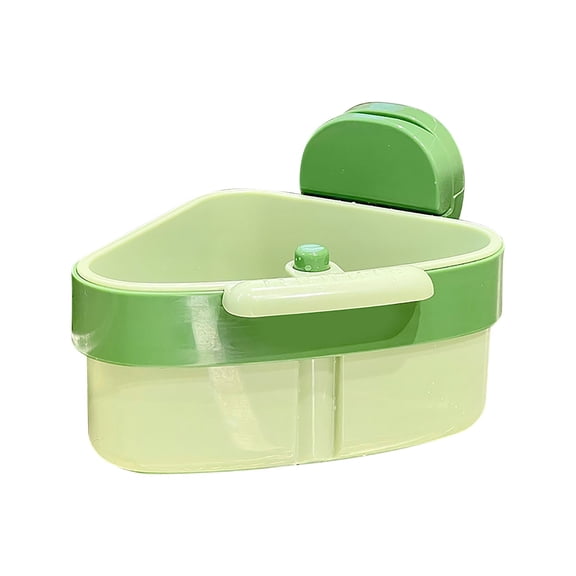 BAOPAI Suction Cup Sink Corner Rack with Press Release Lid and Dense Filter Holes for Easy Food Scrap Disposal and Tool-Free Installation