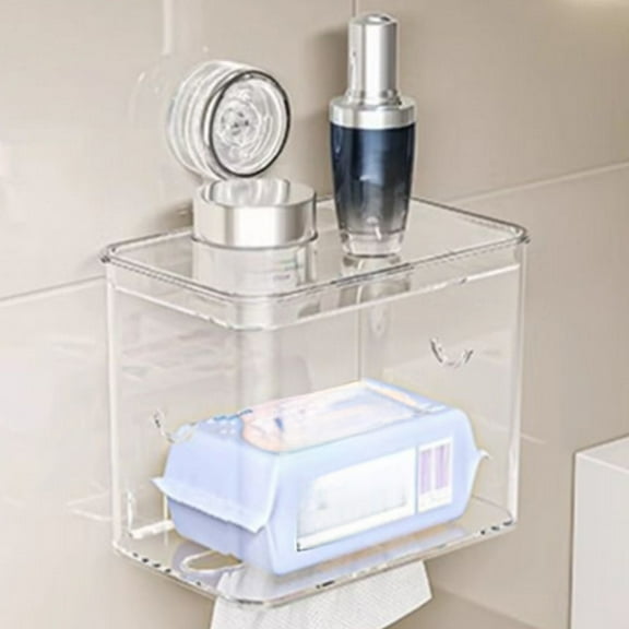 BAOPAI Suction Cup Toilet Paper Holder for Bathroom No Drill Needed Strong Load Bearing Easy to Install Waterproof and Rustproof Wall Mounted Storage Organizer