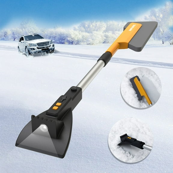 BAOPAI Telescopic Snow Shovel with LED Lights for Night Snow Removal Multifunctional Ice Scraper Tool for Car and Home Use Safe on Paint Rechargeable Battery