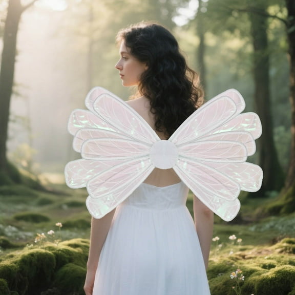 BAOPAI Transparent Butterfly Wings Flower Fairy Back Decor Costume Party Accessory for Kids Dress Up Play