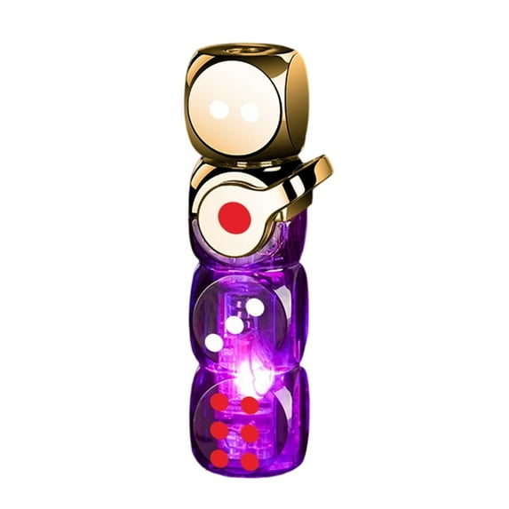 BAOPAI Transparent Dice Windproof Lighter with Multicolor LED IlluminationGreen Torch FlameRefillable Butane System for Outdoor AdventuresCandle Lightingand Creative Fun