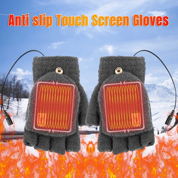 BAOPAI USB Heated Gloves Half Finger Warm Winter Gloves with Thickened Design for Hand Warmth and Comfort