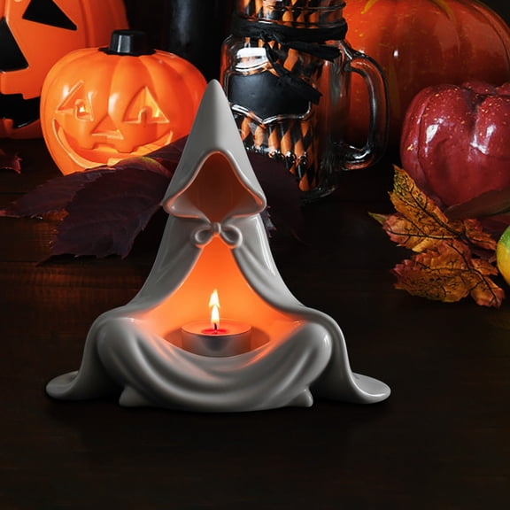 BAOPAI Unique Wizard-Cloak Design Resin Candle Holder with Warm Enchanting Light for Mystical Ambiance in Home Party and Decor Spaces