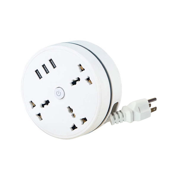 BAOPAI Universal Power Strip With USB C And 3 USB Ports 3 AC Outlets 67ft Retractable Extension Cord For Travel Business Trips Vacations
