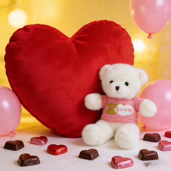 BAOPAI Valentine's Day Bear Series Plush Pillow - Romantic Gift for Loved Ones, Soft and Cozy, Cute Home Decor, Durable and Easy to Clean