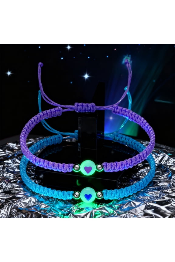 Valentine's Day Couple Bracelets Light in The Dark Adjustable Romantic Gift for Couples Symbolizing Bonds Metal Elastic Friendship Bracelet Ideal Present