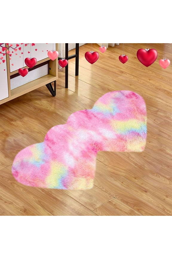 Valentine's Day Heart Shaped Rug Super Soft Non-Slip Washable Carpet Mat for Bedroom Living Room Home Decor