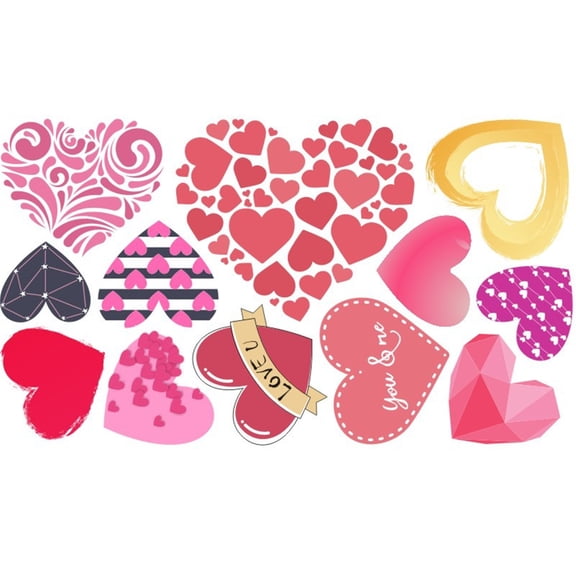BAOPAI Valentine's Day Love Heart Shape Removable Wall Stickers Self Adhesive Decals for Home Decor Windows Mirrors Tiles Furniture Car Easy Peel and Stick No Residue