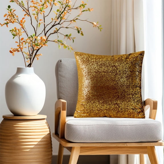 BAOPAI Velvet Snowflake Embroidered Pillow Cover for Home Decorations - Soft Flock Material with Golden Stamping Good for Familyand Valentine's Day Celebration