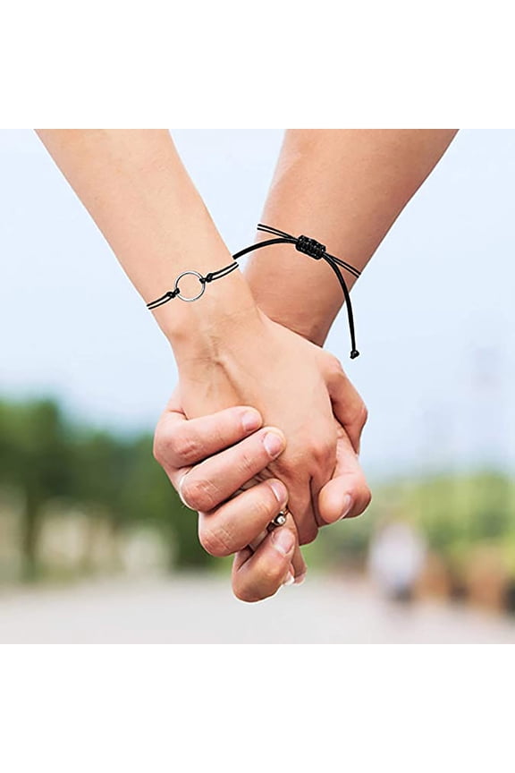 Vintage Compass Handwoven Wax Thread Bracelet for Couples and Family Fashionable Unique Pairing Gift with Card