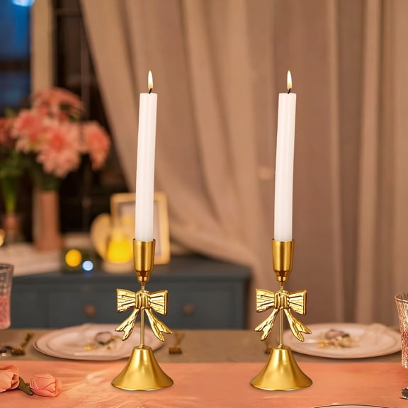 BAOPAI Vintage Romantic Candlestick Holders for European Home Decorations Candlelight Dinner Accessories Sturdy Iron Construction 2.5x2.5x9.4 Inches