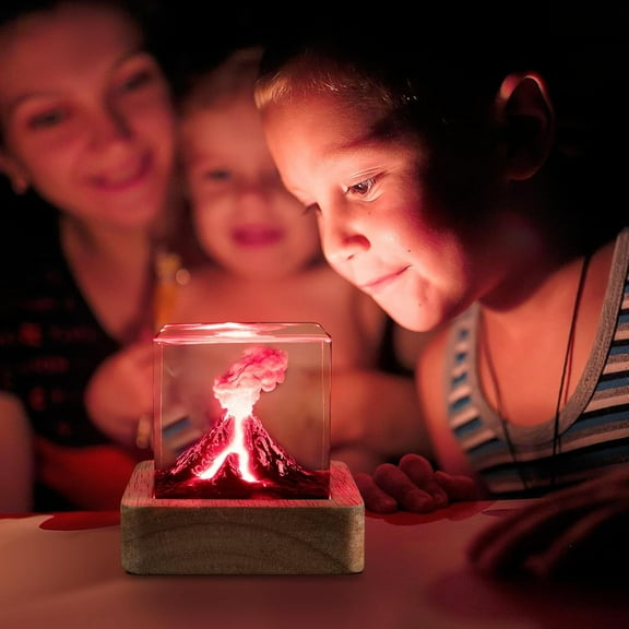 BAOPAI Volcano Eruption Night Light with Realistic USB Charging Epoxy Resin Lamp for Living Room Bedroom Office Home Decor and Ambient Light