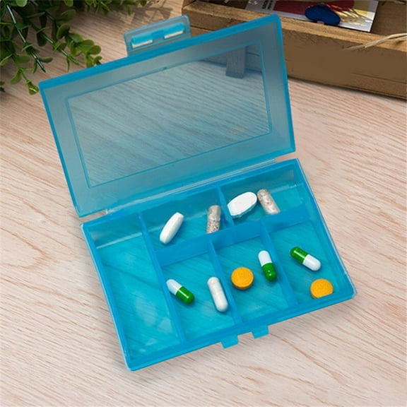BAOPAI Weekly Pill Organizer with 6 Compartments for Daily Medication Management Portable Travel Vitamin and Supplement Box Large Capacity Easy Open Lid Transparent Visual