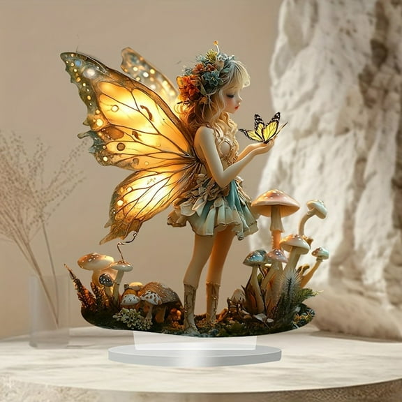 BAOPAI Whimsical Butterflies Fairies Desktop Ornament for Home Study Bedroom Decor Versatile Decoration Gift for Birthdays and Housewarmings