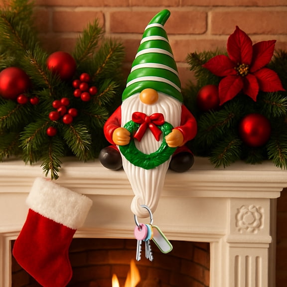 BAOPAI White Bearded Gnome Christmas Ornament with Mustache Hook Resin Decorative Multicolor for Home Decor Hanging Lightweight Items Durables and Fade Resistant