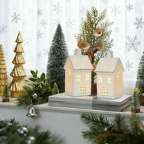 BAOPAI White Ceramic Christmas Luminous Decorations Set with Built-in Battery Soft Lighting Enduring Design for Home Party Scene Ornaments