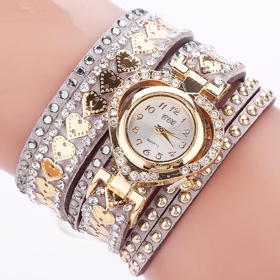 BAOPAI Women's Diamond Studded Looped Bracelet Watch for Happiness and Relationship Stability Elegant Gift for Valentine's Day and Birthdays