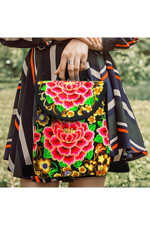 Women's Yunnan Ethnic Embroidered Small Backpack Traditional Craftsmanship with Exquisite Patterns Practical and Durable for Everyday Carry