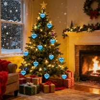 BAOPAI 12pcs Heart-shaped Electroplated Christmas Ball Ornament for Tree Car and Home Holiday Decoration Indoor Outdoor Hanging Decor