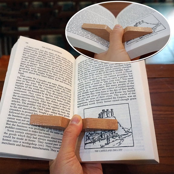 BAOPAI Wooden Thumb Book Page Clip and Expandable Book Stretcher with Bookmark, 2-Pack for Effortless Reading, Reduces Eye Strain, Hands-Free Versatile Reading Aid